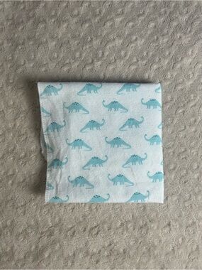 HB Hudson Baby Light Blue White Dinosaurs Receiving Blanket Flannel Thin